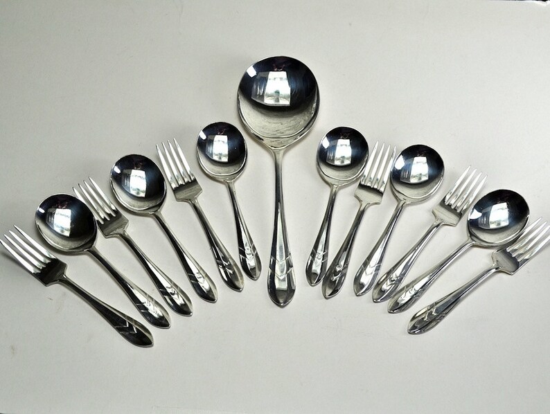 Silver Plated Dessert Spoons and Forks Set 13 Piece with Etsy