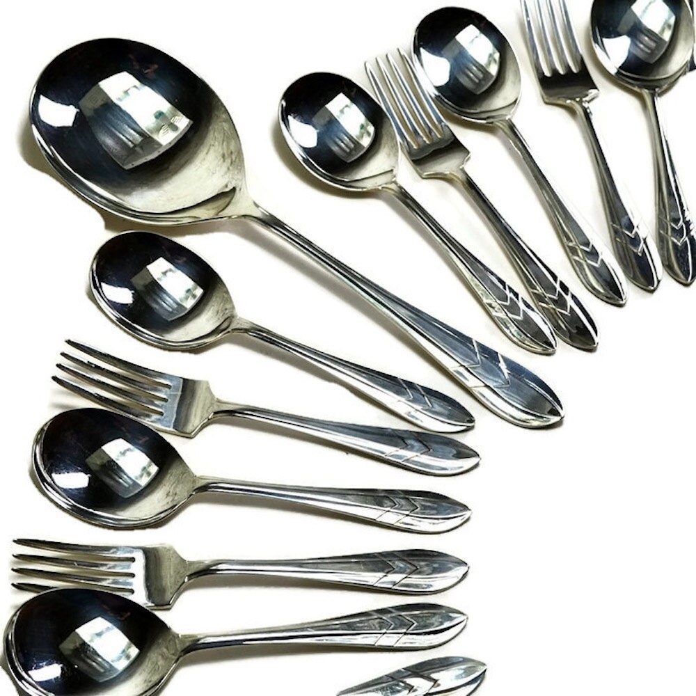 Silverplated Spoons and Forks Set Dessert Spoons 13 Piece Etsy