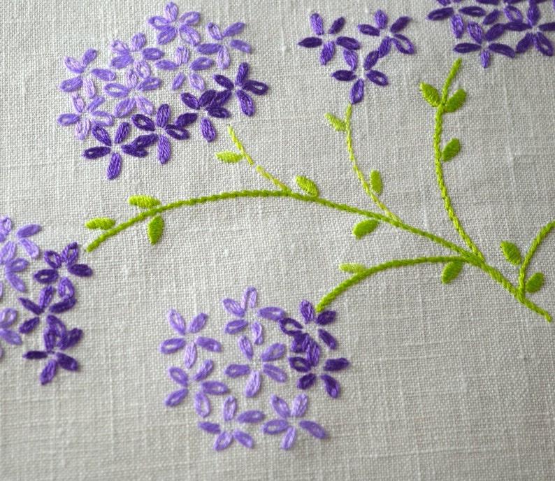 Vintage Hand Embroidered Lilacs Linen Tablecloth Small Etsy