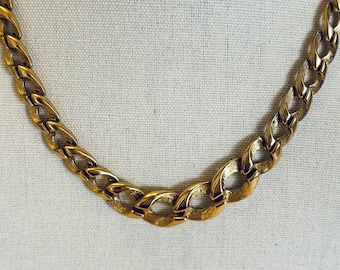 Signed Monet 1980s Gold Tone Chunky Link Necklace