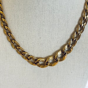 Signed Monet 1980s Gold Tone Chunky Link Necklace