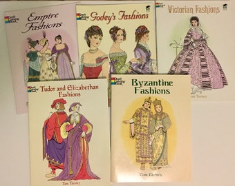 Fasion History Dover Coloring Books Set Of 5 Like New Condition Costume Historians Fashion Designers Homeschool And Book Fans