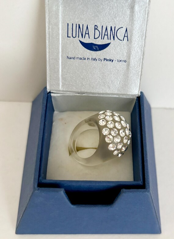 【Swarovski】Luna リング Luna cocktail ring, Moon, White, Rhodium plated | Swarovski