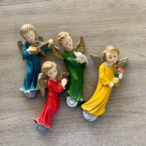 Vintage Hanging Angel Resin Figurines, Made in Italy, Set of 4