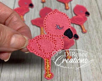 Summer Time Dark or Light Pink Flamingo Feltie for Bows