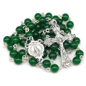 Catholic Handmade Rosary with Natural Taiwan Jade Stone Beads