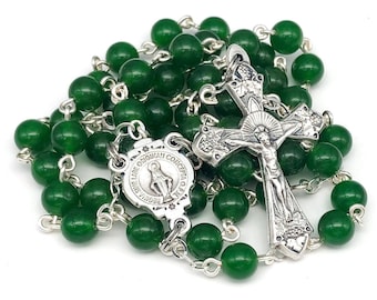 Catholic Handmade Rosary with Natural Taiwan Jade Stone Beads