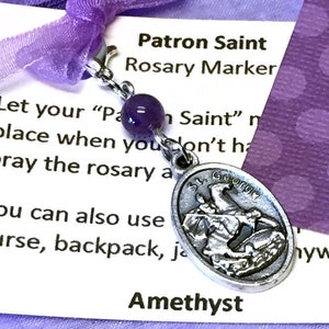 Saint George/St. George Rosary Marker/Zipper Pull/Stitch Marker with Accent Stone