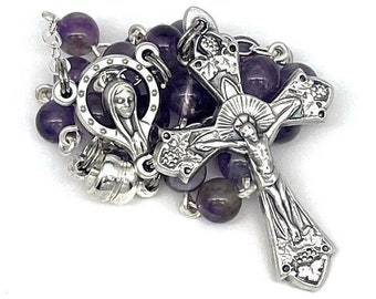 Amethyst Stone Catholic Handmade Auto Rosary/Car Rosary 2 Decades