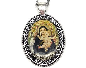 Madonna of the Lilies Pendant Necklace, Art by Dovetail Ink - Etsy