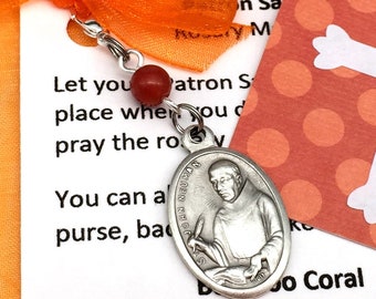 Saint John Neuman Rosary Marker/Zipper Pull/Stitch Marker with Accent Stone