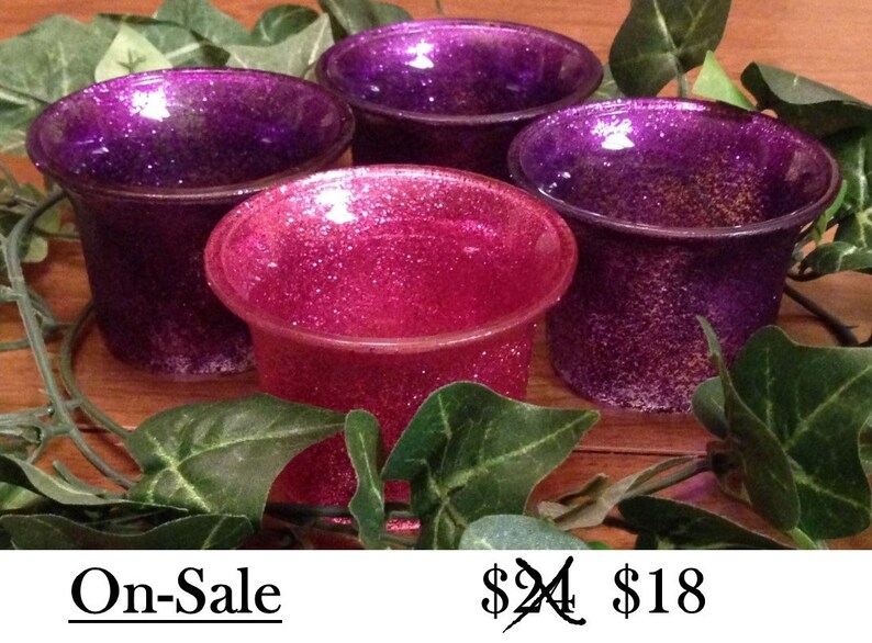 Advent Candle Holders Glass Votives with Pink and Purple Etsy