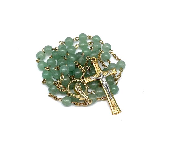 Green Aventurine Catholic Handmade Rosary With Two Toned - Etsy