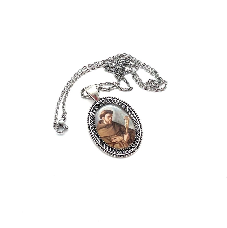 Saint Francis of Assisi Pendant Necklace in Silver - Etsy