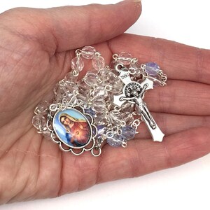 Immaculate Heart of Mary Catholic Handmade Rosary in Clear and Sapphire ...