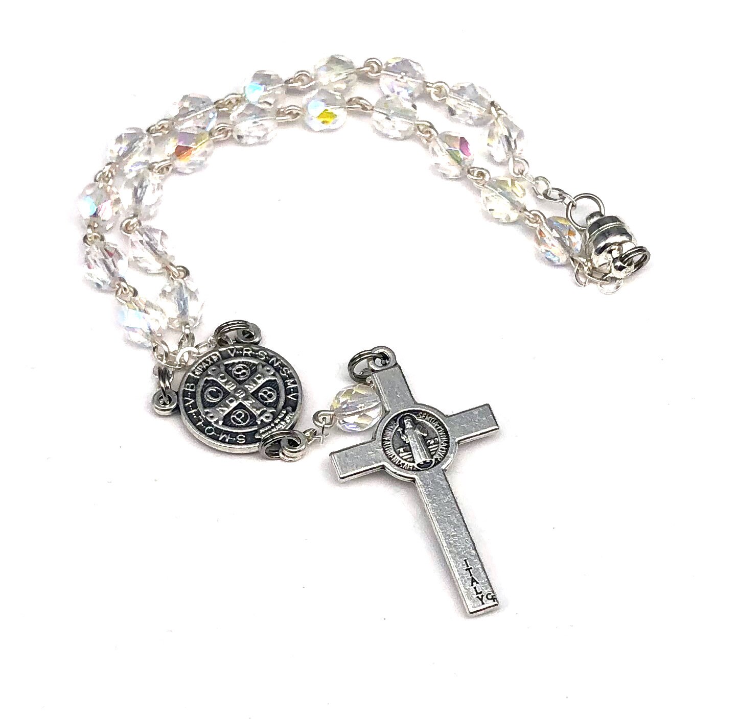 Saint Benedict Auto Rosary/car Rosary 2 Decades With Clear Czech Glass ...