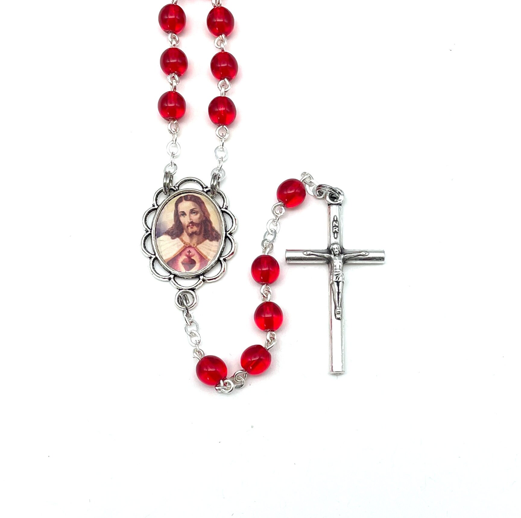 Sacred Heart of Jesus Catholic Handmade Rosary in Czech Glass | Etsy