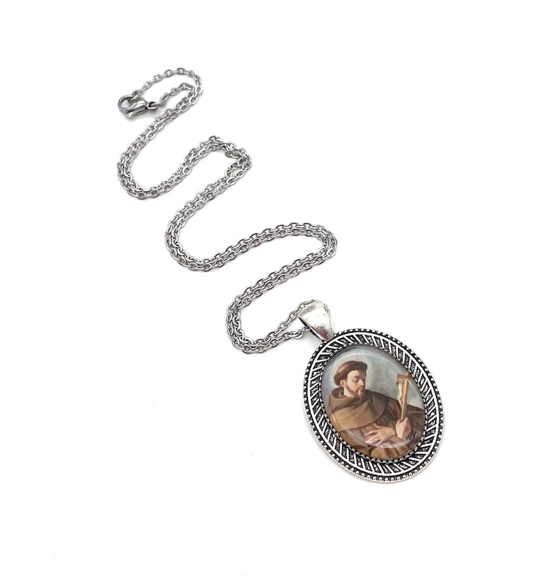 Saint Francis of Assisi Pendant Necklace in Silver - Etsy
