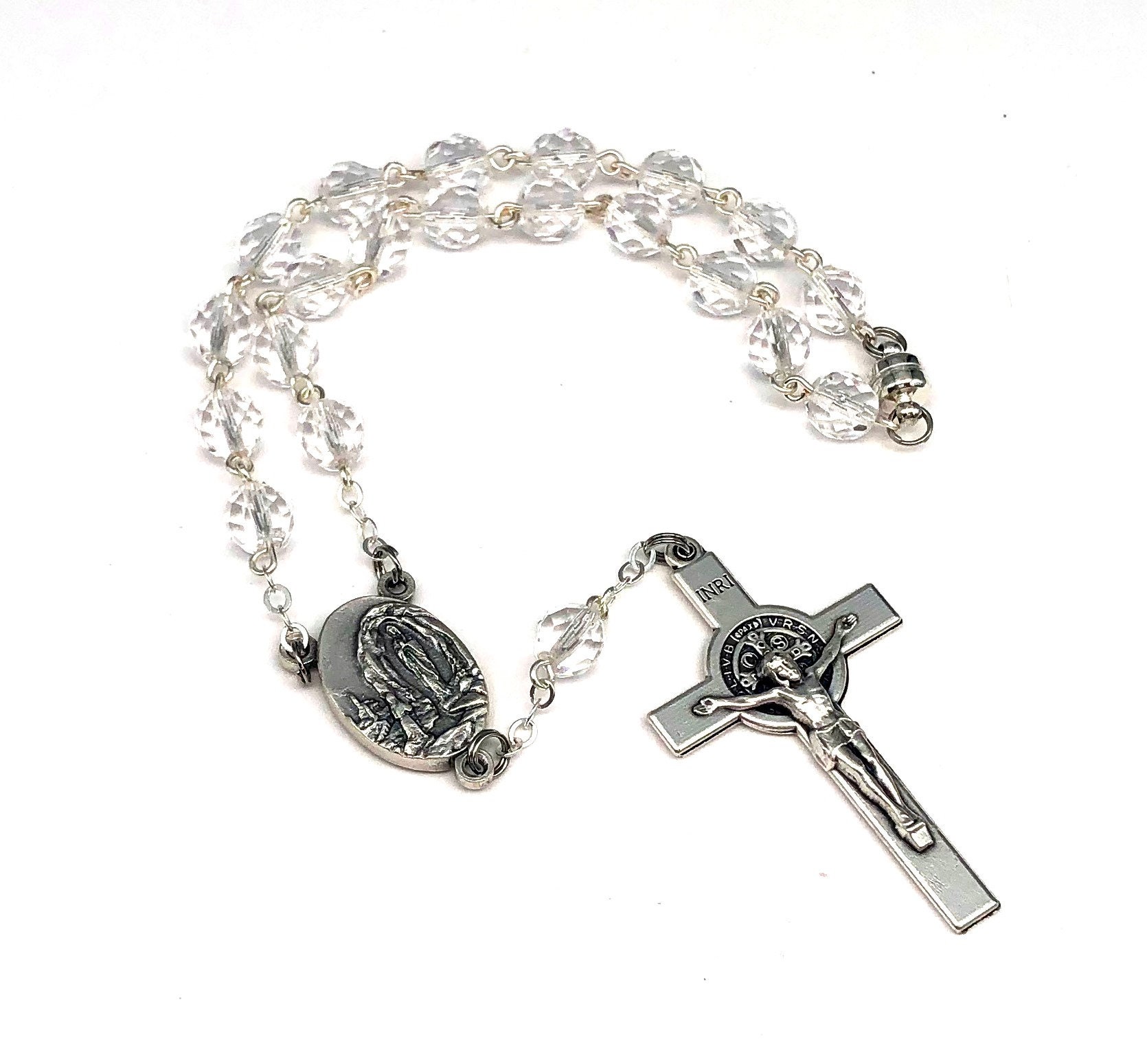 Our Lady of Lourdes Auto Rosary/car Rosary 2 Decades With Clear Czech ...