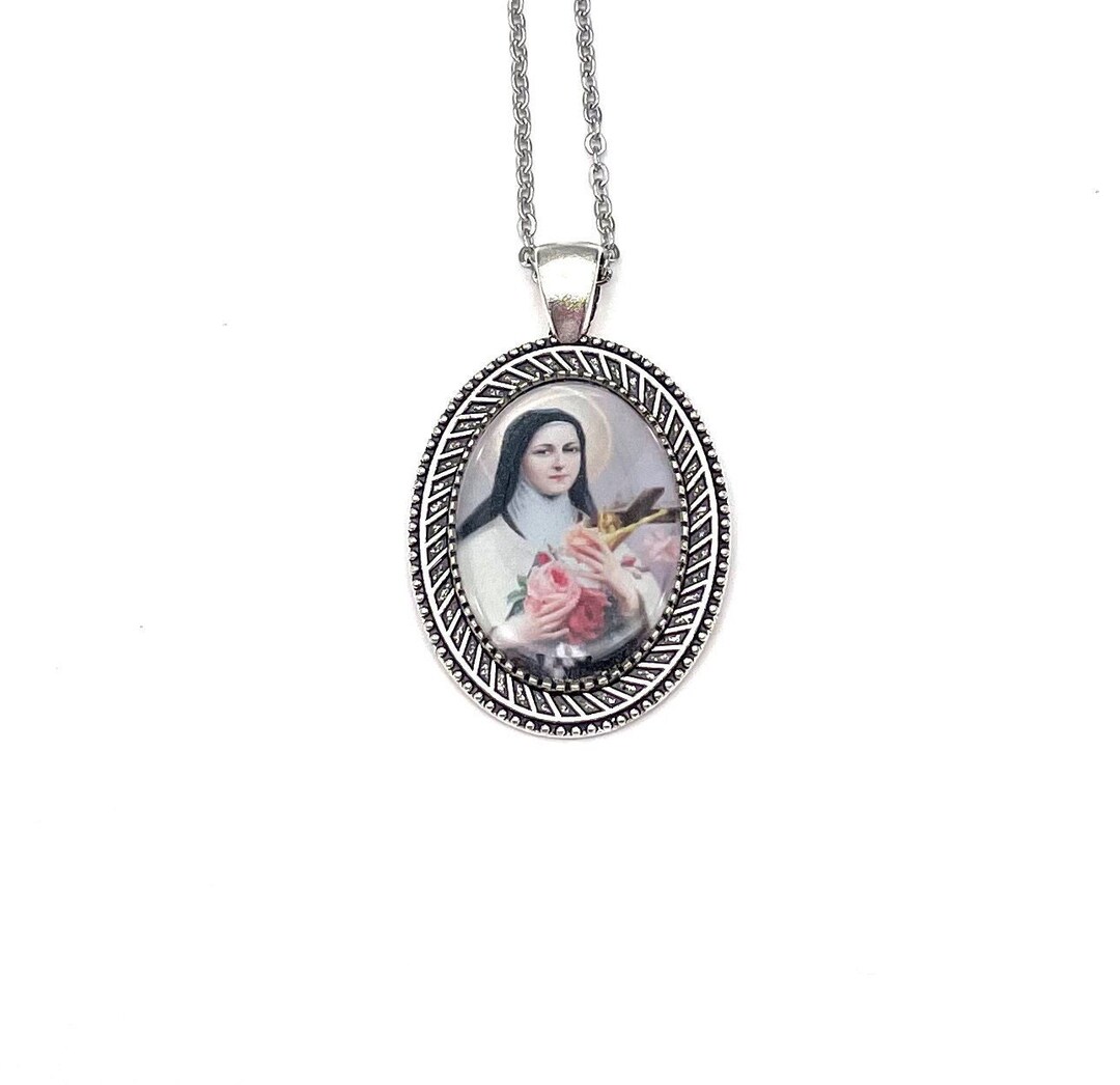 Saint Therese of Lisieux the Little Flower Pendant Necklace in Silver ...