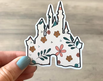 Castle Floral Sticker | Glossy Vinyl Sticker | Waterproof