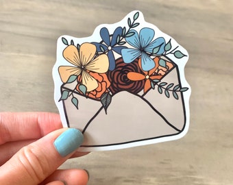Floral Mail Envelope Sticker | Glossy Vinyl Sticker | Waterproof Sticker