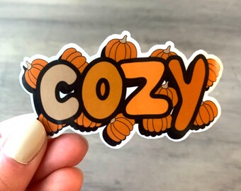 Cozy Pumpkins Sticker | Glossy Vinyl Sticker | Waterproof