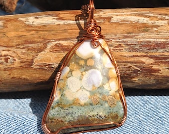 King Cobra Jasper Necklace: Handmade Copper Wire Wrapped Pendant