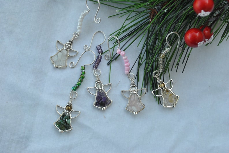 Angel Ornament Gemstone Christmas Ornaments Miniature Tree Etsy