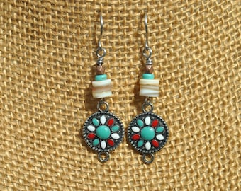 Southwest Theme Beaded Earrings: Handcrafted with stainless steel wire