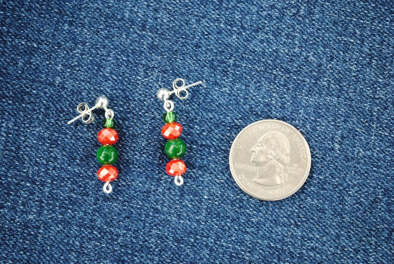 Orange and green earrings beaded earrings post earrings Etsy
