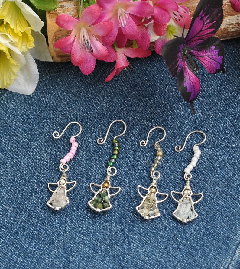 Angel Ornament Gemstone Christmas Ornaments Miniature Tree Etsy