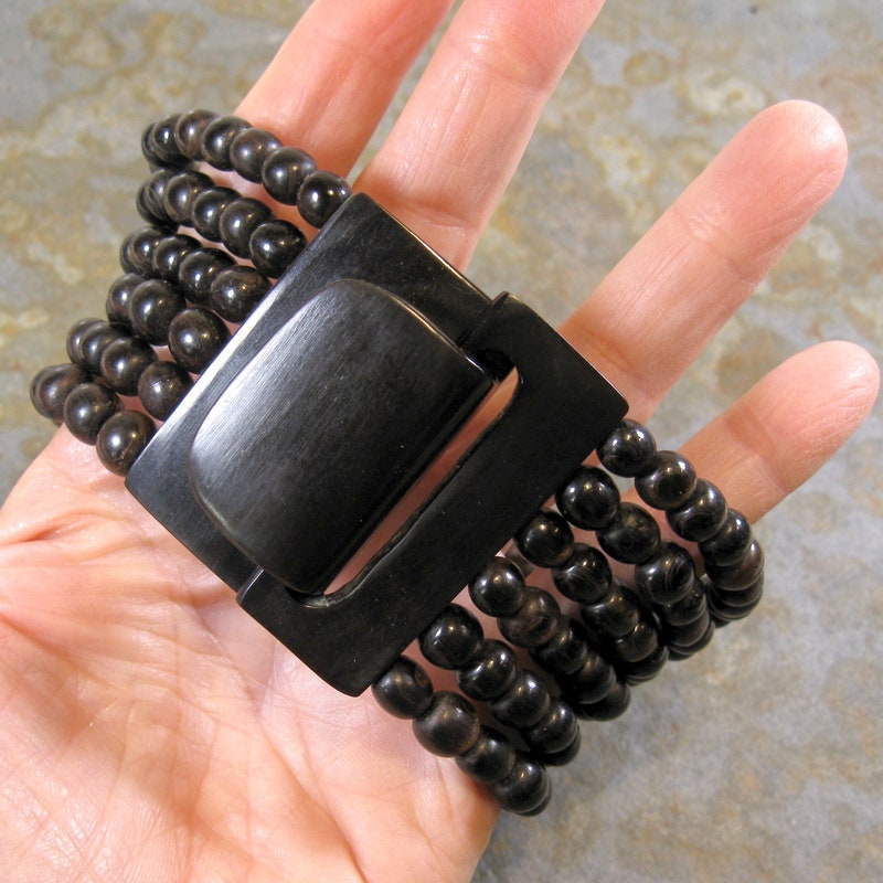 Collier Multi-rang En Corne De Buffle Noir - Style Catherine Noll / Gerda Lynggaard - Longueur 51-55 Cm - Occasion