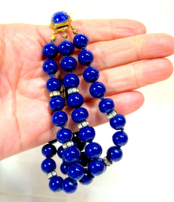 Double Strand Blue Lapis with Copper Feather