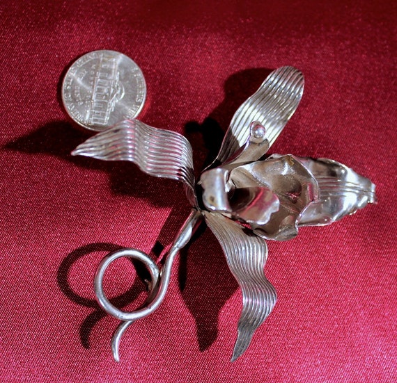 Large American Studio Substantial Sterling Orchid… - image 3