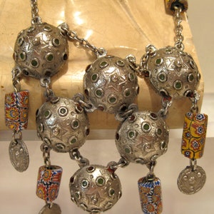 Turkmen Ethnic Silver Festoon Trade Bead Berber Necklace