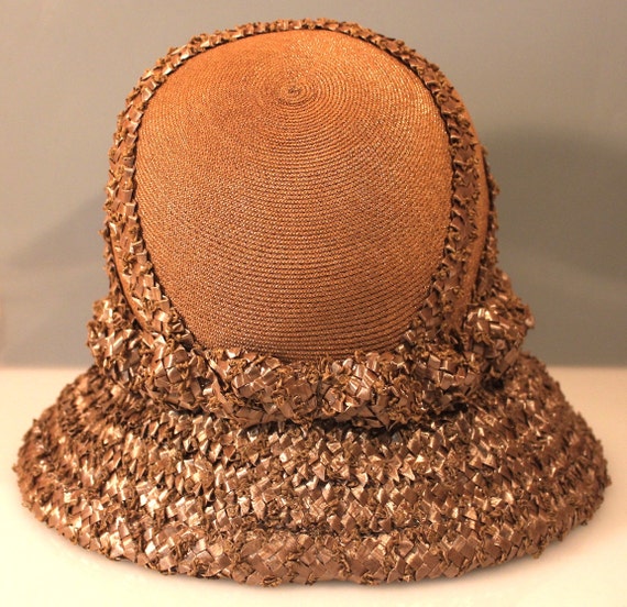 Perfect Flapper Cloche Antique Straw Hat 1920's E… - image 4