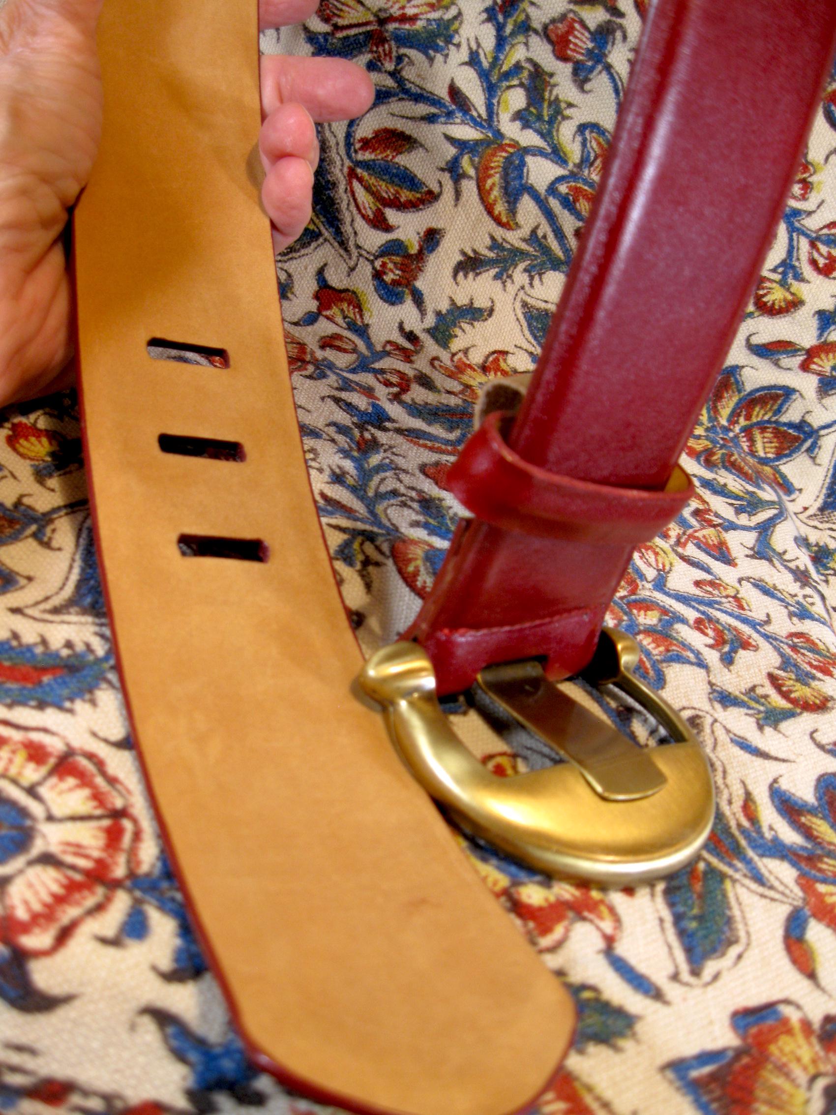 W. Kleinberg Red XS America Womans Leather Belt With 