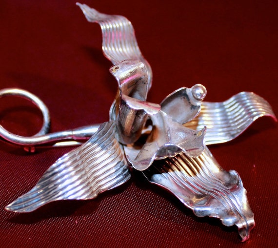 Large American Studio Substantial Sterling Orchid… - image 1