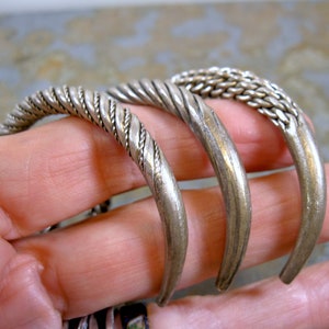 3 Beautiful Thai Laos Akha Tribe Thin Twisted Coiled Silver Metal or White Copper Cuffs image 2