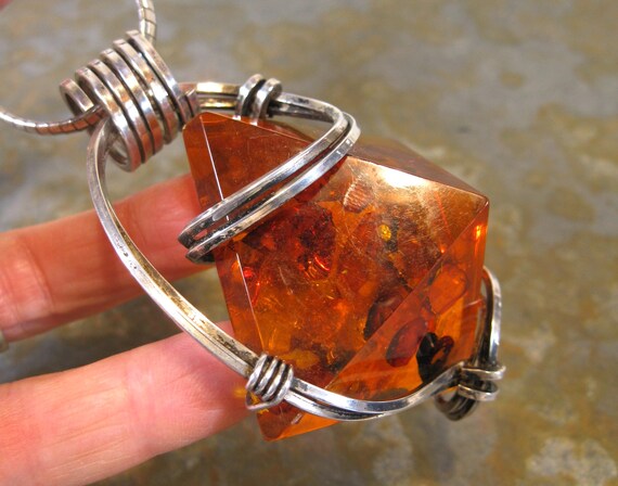 Huge Modernist Triangular Pyramid Baltic Amber St… - image 1