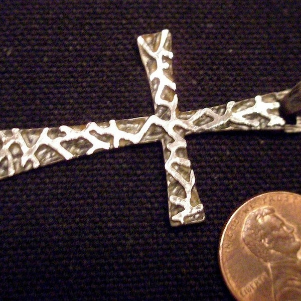 Brutalist Sterling 1960s Silver Uno a Erre Modernist Cross