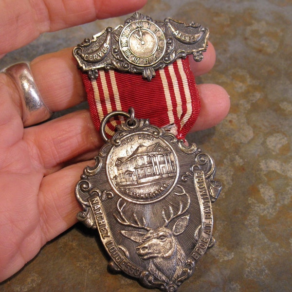 1916 Silver Elks Natchez Lodge BPOE at Baltimore Badge