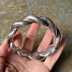 Gorgeous Modernist Bangle Sterling Electroform Signed LGW