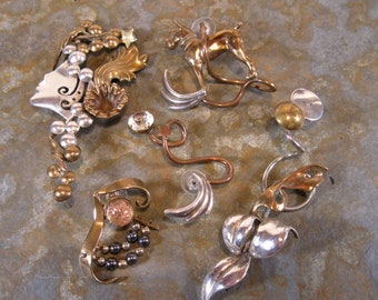 Artisan Excellent Comtemporary 80's  Mix n Match Parure Sterling Brass Gold Plating Gold Signed VB