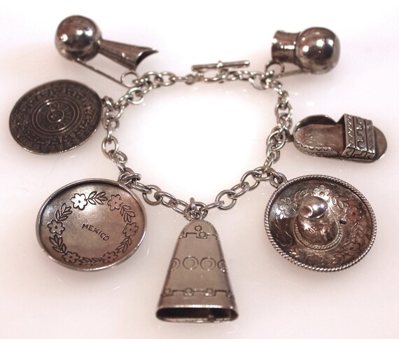 Sterling Charm Bracelet Mexico Vintage Nationalis