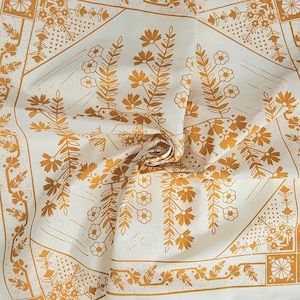 Floral bandana with block printed pattern - cotton bandana - handmade flower bandana