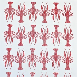 Crawfish/lobster linocut - coastal food block print - seafood wall art