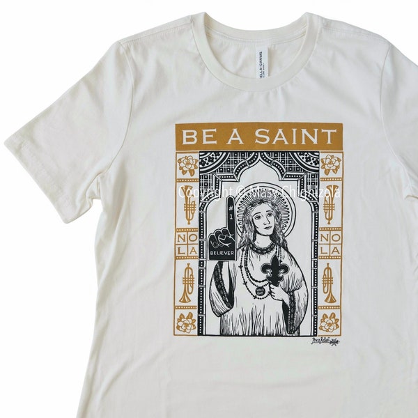 New Orleans Saints graphic shirt, block printed apparel