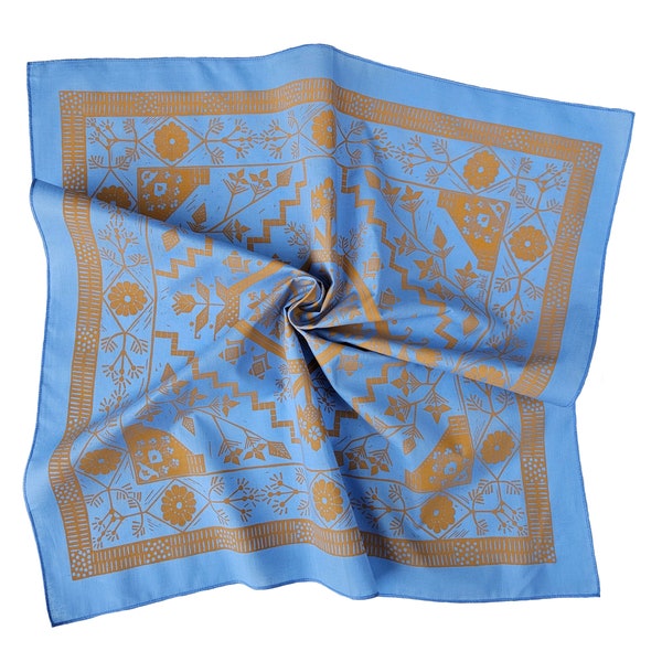 Bandana with geometric medallion pattern block print design